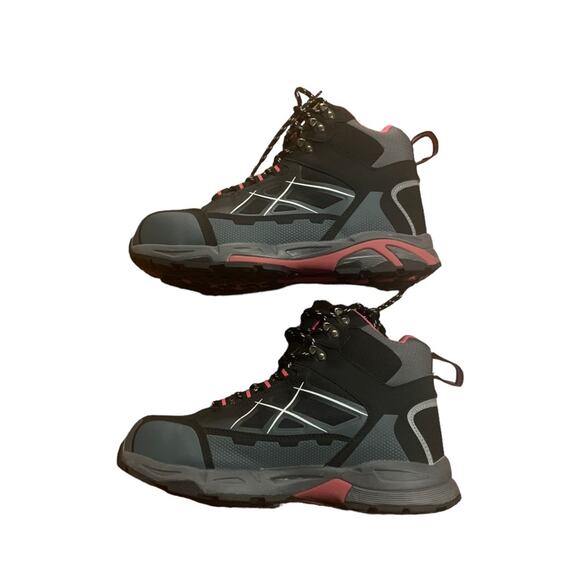 Larnmern Steel Toe Work Boots Black Pink Size 8 - Picture 3 of 8